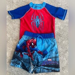 Marvel Spider-Man Rash Guard and Swim Trunks - Size 3T